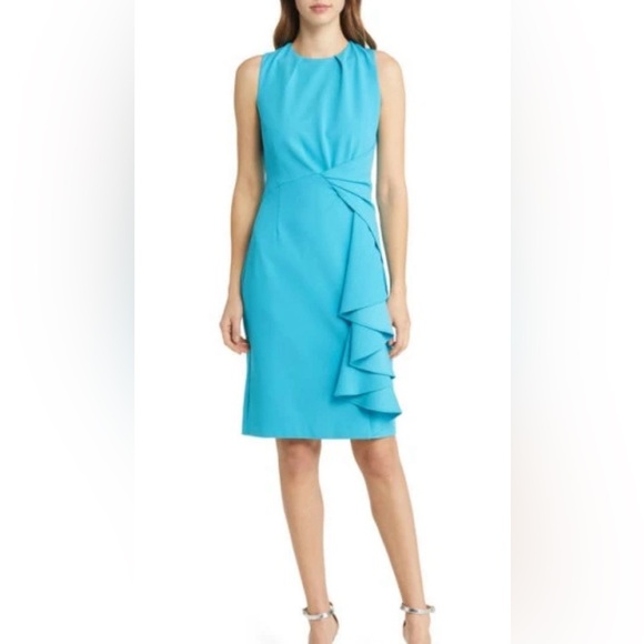 Tahari ASL Drape Sheath Dress in dark Aqua Size 4 NWOT - Picture 9 of 9